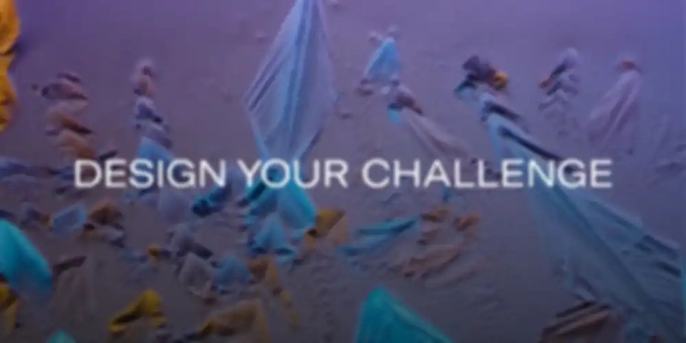 Abstract graphic with text "Desing your Challenge"
