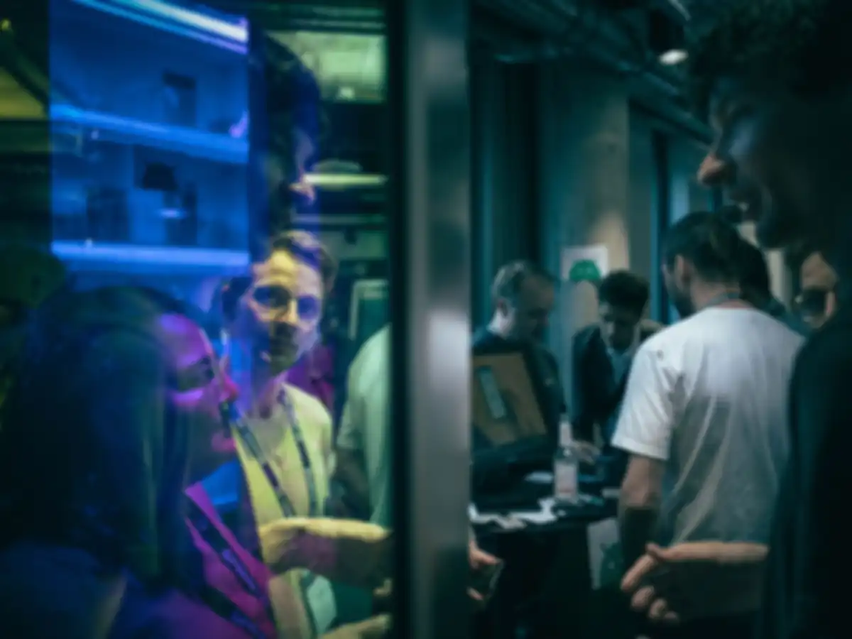 Conference participants take a look at the various projects