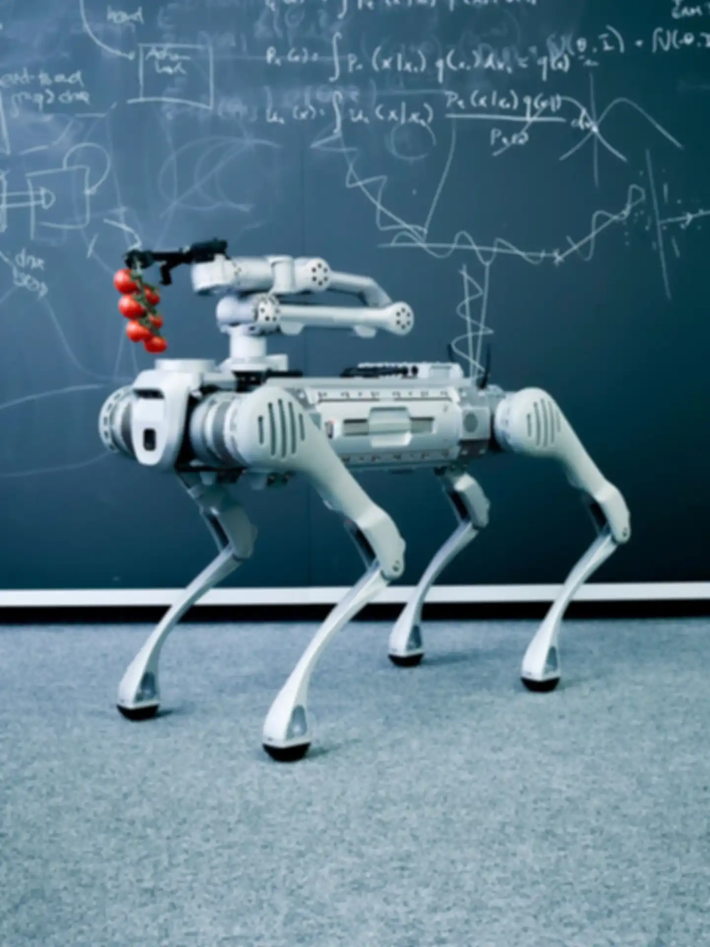Polybot robot with vine tomatoes