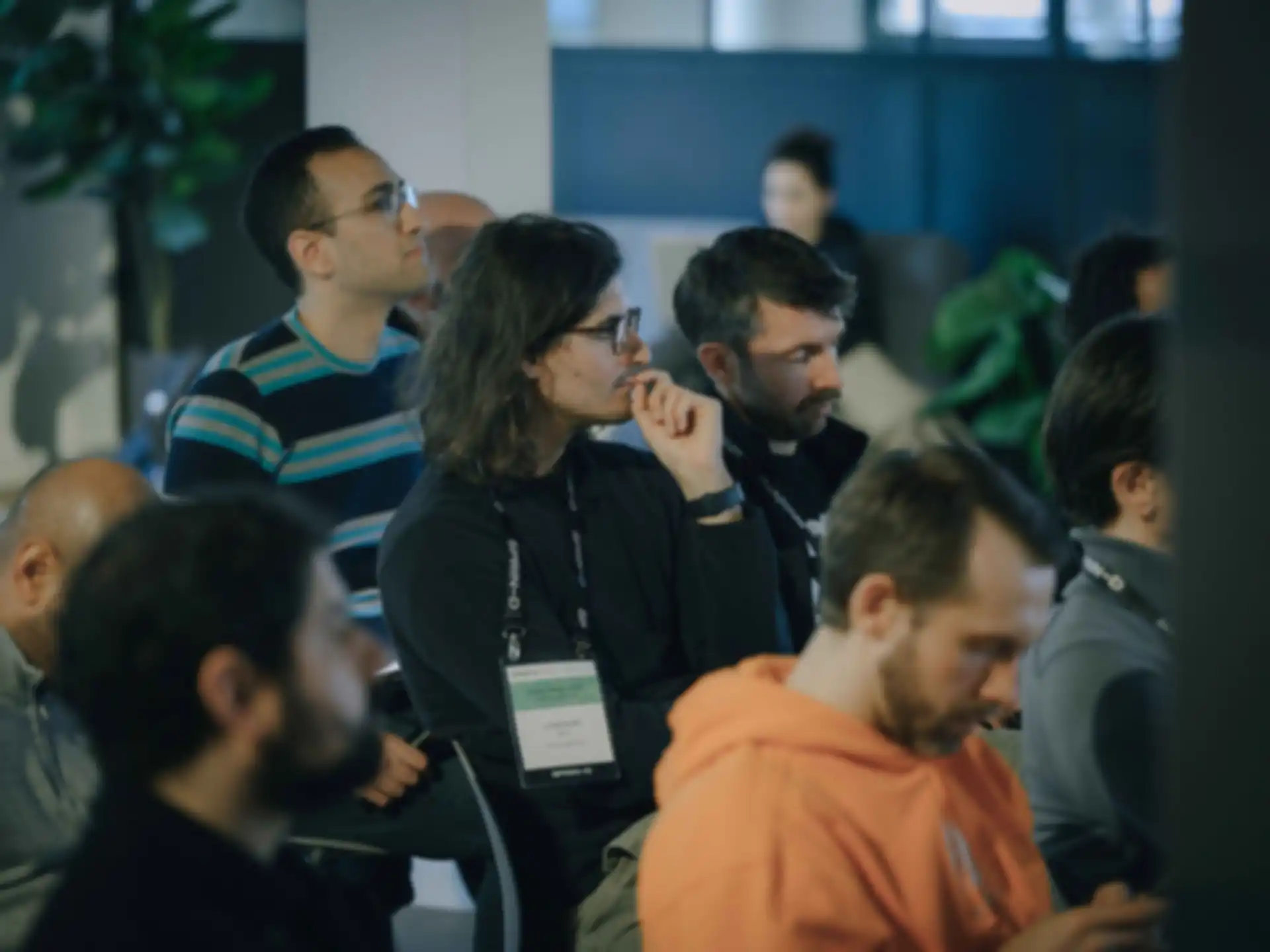 A view of the audience during a presentation.